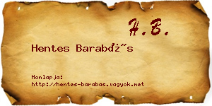 Hentes Barabás névjegykártya